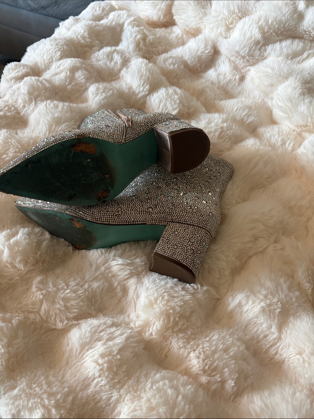 Betsey Johnson Champagne Crystal-Embellished Ankle Booties - Picture 2 of 2